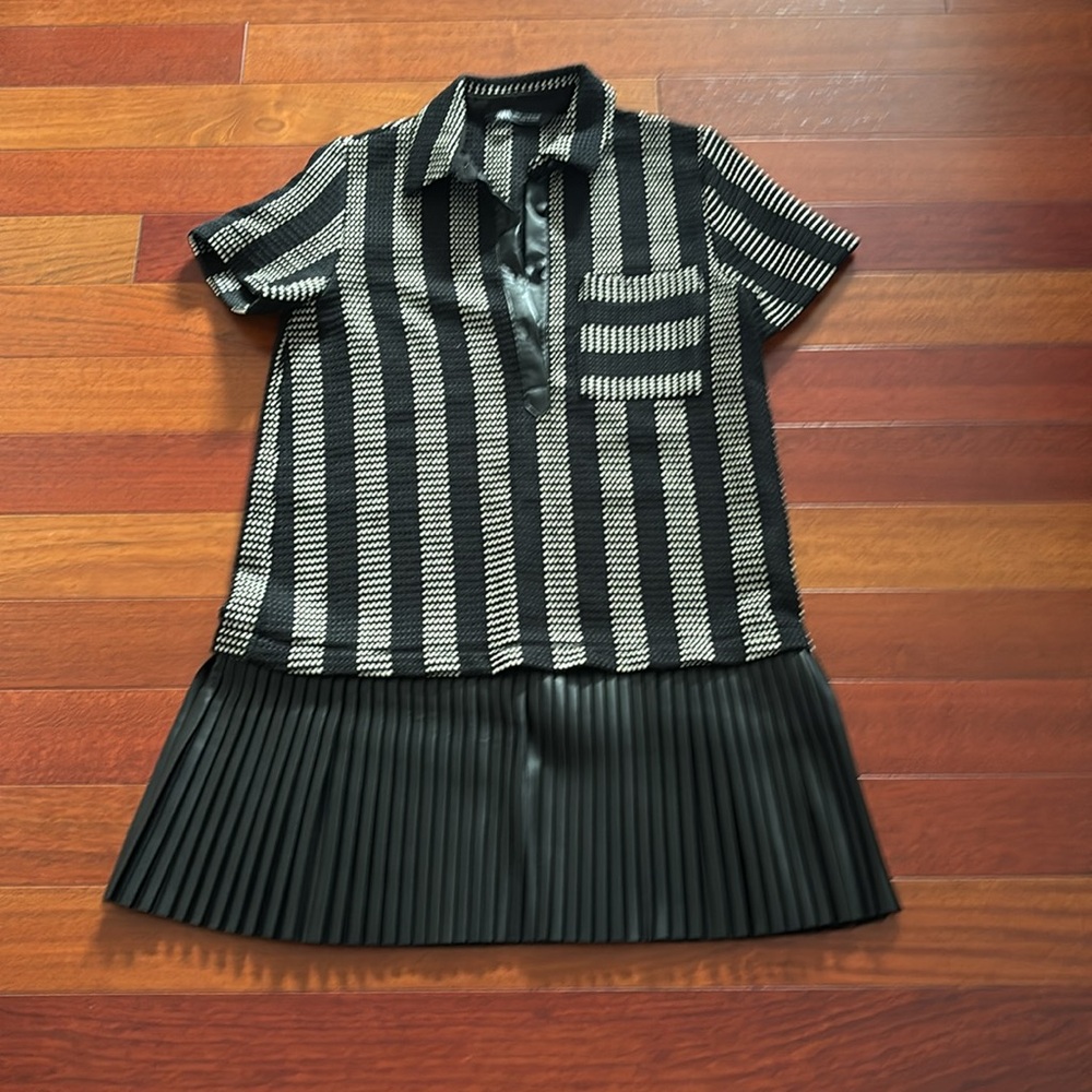 Zara Black and White Striped Midi Dress
